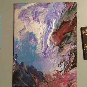 One of a kind fluid art painting